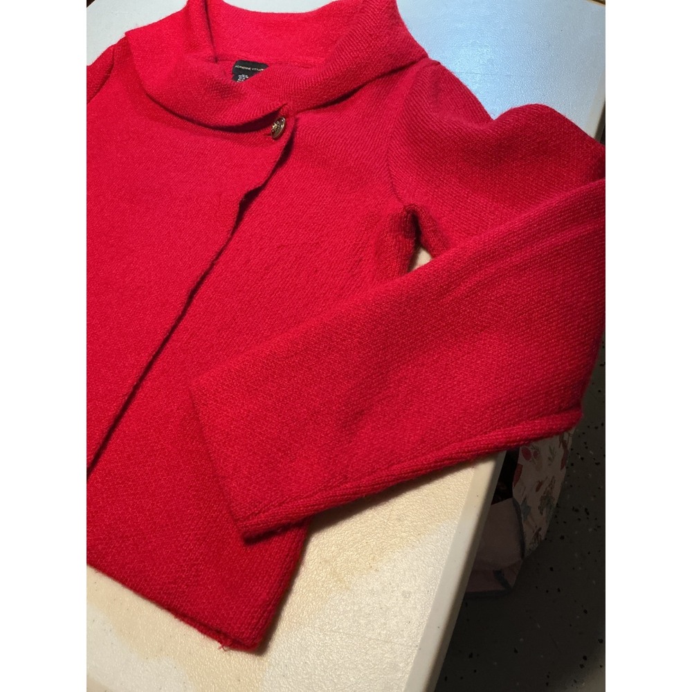 Adrienne Vittadini Red Wool Blend Shawl Collar Button Wrap Cardigan Sweater XL - Picture 7 of 9